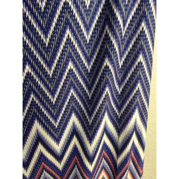 Apt. 9 Size Large high waist maxi skirt stretch print blue Chevrons - Picture 2 of 4